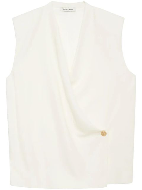 ANINE BING v-neck draped top - White - zdjęcie produktu nr 1