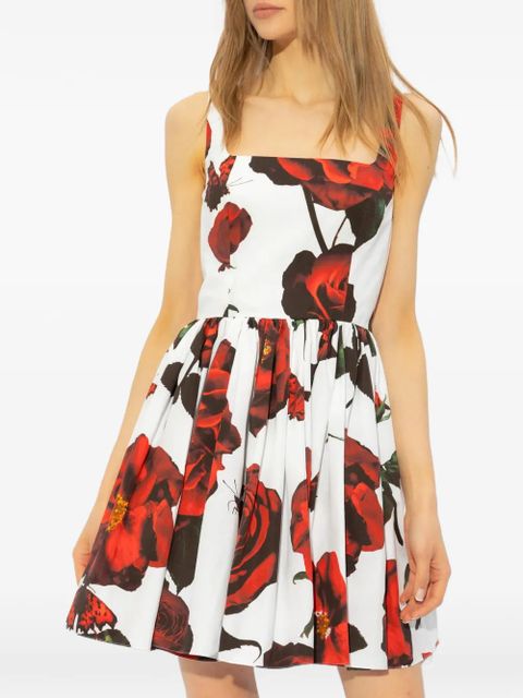 Alexander McQueen floral-print flared mini dress - White