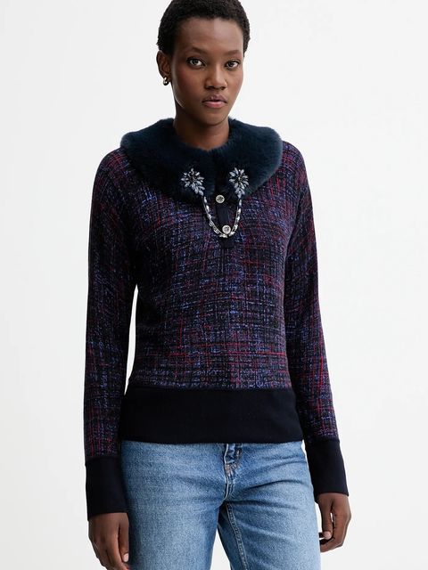 Blugirl Blumarine sweter dwustronny kolor granatowy RF5191.MA98O