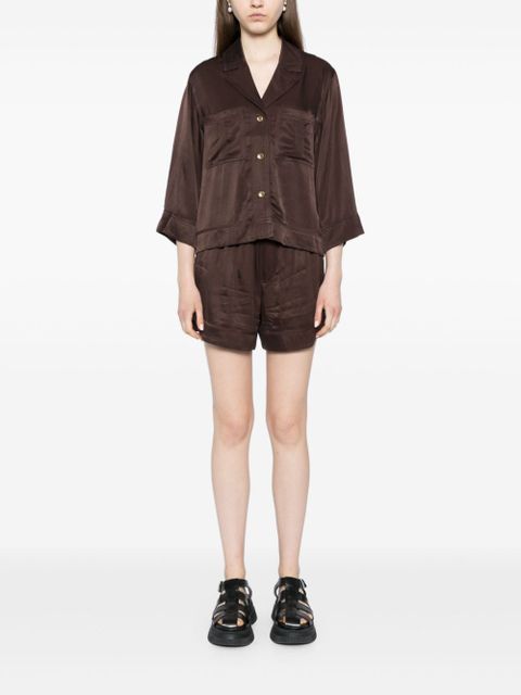 GANNI elasticated shorts - Brown