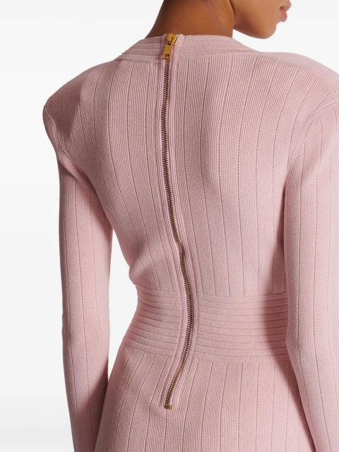 Balmain button-embellished knitted minidress - Pink