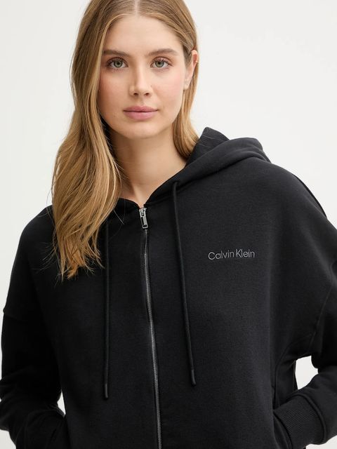 Calvin Klein Underwear bluza lounge damska kolor czarny z kapturem gładka LV00QS7513