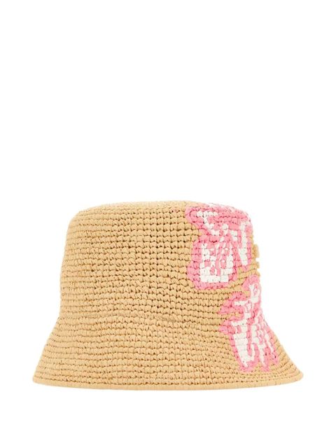 Prada crochet floral-embroidery bucket hat - Neutrals