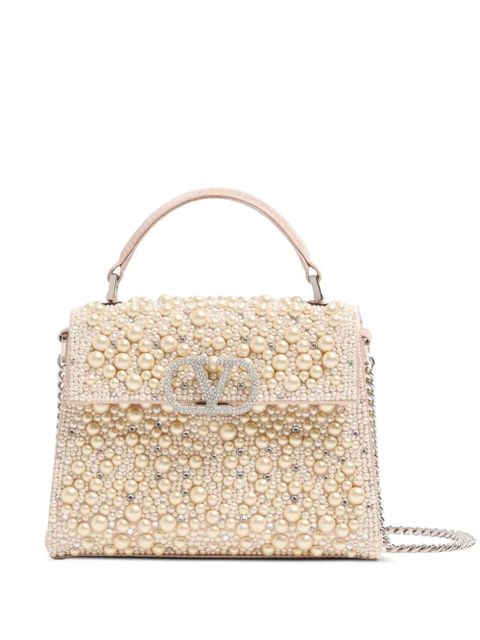 Valentino Garavani mini Vslingpearls rhinestones tote bag - Neutrals - zdjęcie produktu nr 1