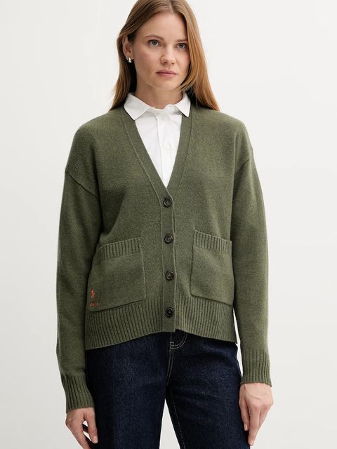Polo Ralph Lauren kardigan wełniany damski kolor zielony 211914536 - zdjęcie produktu nr 1