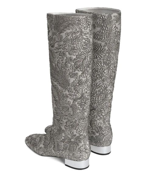 Dolce & Gabbana 30mm brocade block-heel boots - Silver
