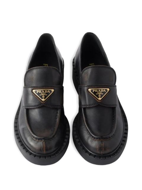 Prada logo-triangle loafers - Black