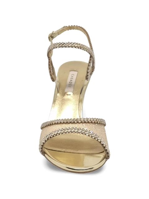 Casadei Josephine crystal-embellished heeled sandals - Gold