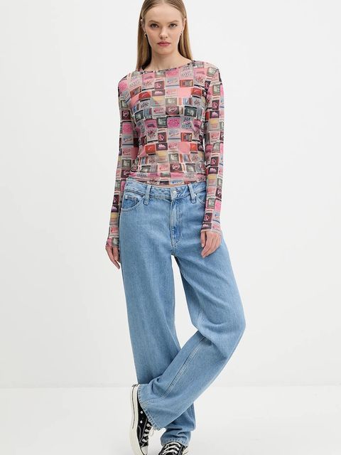 Tommy Jeans longsleeve kolor różowy DW0DW21558