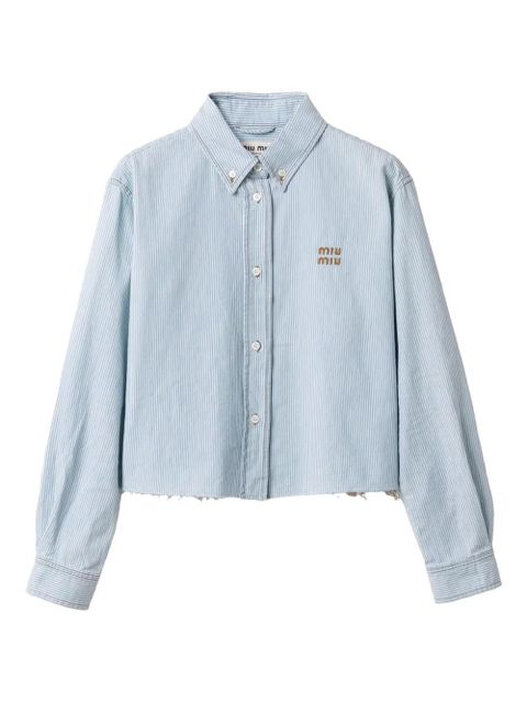 Miu Miu striped frayed-edge shirt - Blue - zdjęcie produktu nr 1