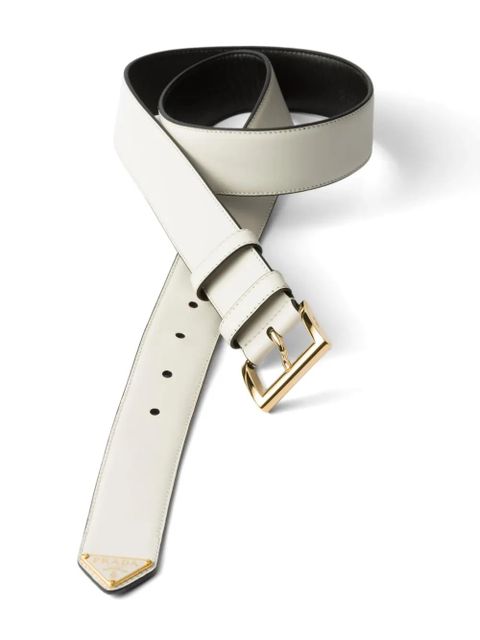 Prada triangle-logo leather belt - White - zdjęcie produktu nr 2