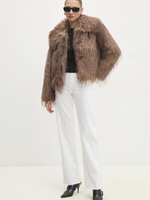 Answear.LAB kurtka damska kolor brązowy przejściowa