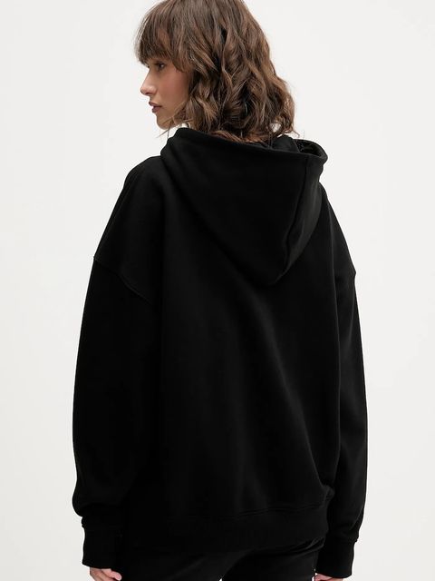 Hugo Blue bluza bawełniana damska kolor czarny z kapturem z nadrukiem 50550709 - zdjęcie produktu nr 2