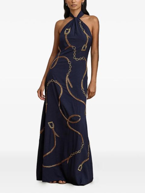 Lauren Ralph Lauren sequin-embellished halter-neck maxi dress - Blue - zdjęcie produktu nr 2