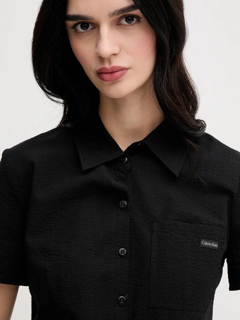 Calvin Klein Jeans sukienka bawełniana dziecięca kolor czarny mini prosta J20J225299