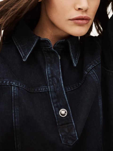 Ba&Sh Tona button-collar denim dress - Blue