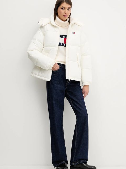 Tommy Jeans kurtka kolor biały zimowa DW0DW22041