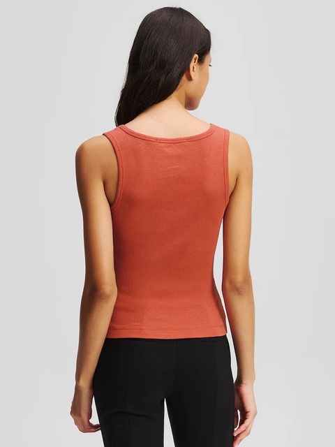 Karl Lagerfeld top bawełniany kolor pomarańczowy A3W17005 - zdjęcie produktu nr 2