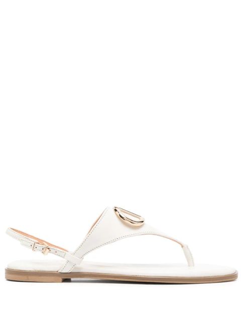 TWINSET logo-plaque thong-strap leather sandals - White - zdjęcie produktu nr 1