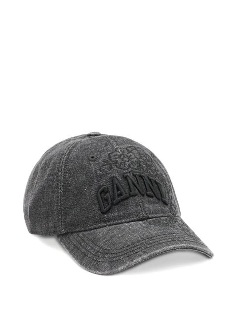 GANNI logo-embroidered denim cap - Grey - zdjęcie produktu nr 1
