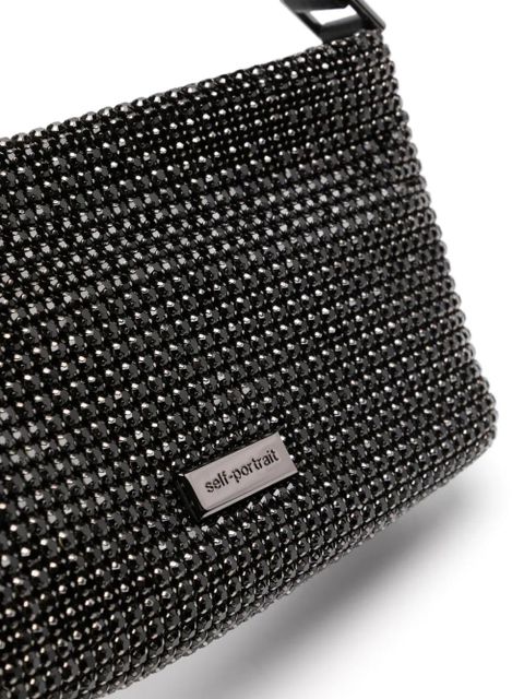 Self-Portrait small Diamante shoulder bag - Black
