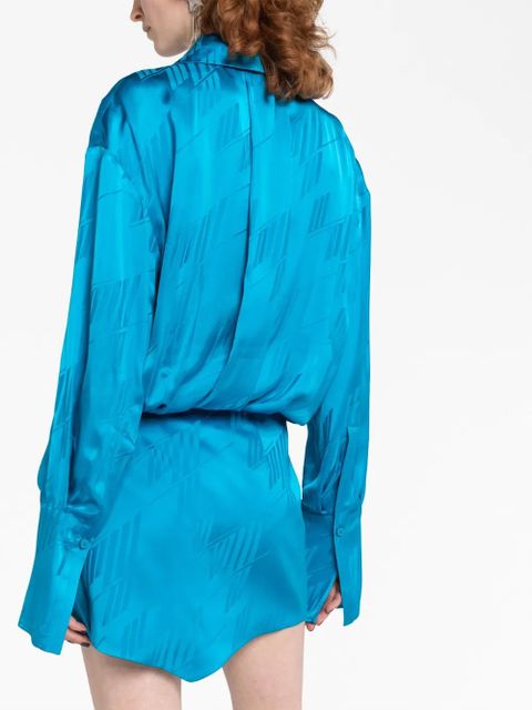 The Attico Sylvie satin jacquard minidress - Blue