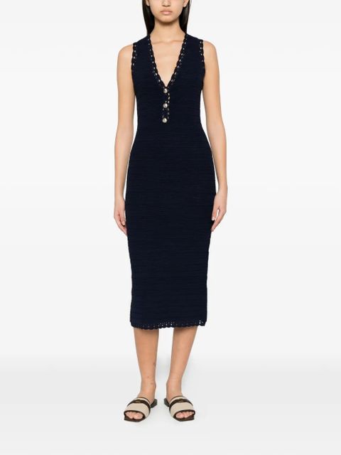 TWINSET crochet-knit button-detail midi dress - Blue - zdjęcie produktu nr 2