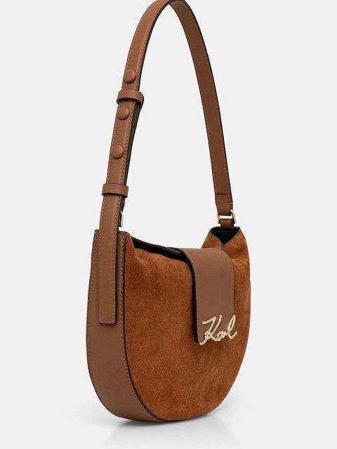 Karl Lagerfeld torebka zamszowa K/SIGNATURE kolor brązowy B1W30196 - zdjęcie produktu nr 2