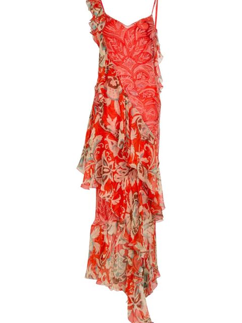 ETRO Paisley-print ruffled dress - Red - zdjęcie produktu nr 2