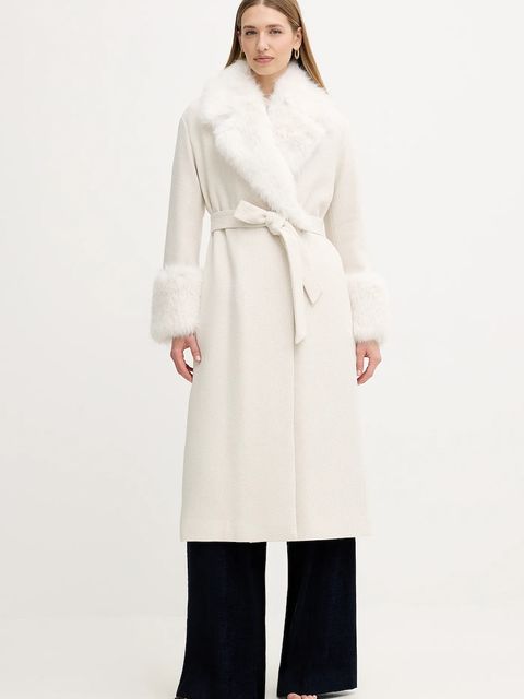 Twinset płaszcz z domieszką wełny kolor beżowy 252TT2040 - zdjęcie produktu nr 1