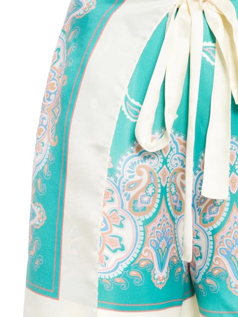 PINKO paisley-print side-tie shorts - Blue