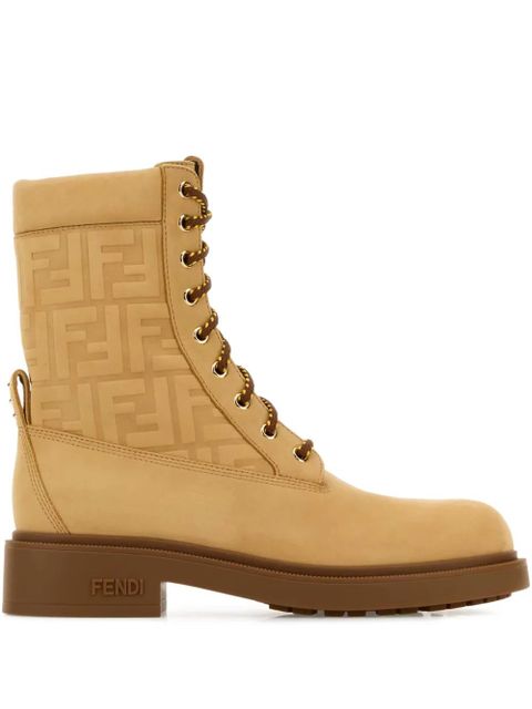 FENDI embossed-logo combat boots - Neutrals - zdjęcie produktu nr 1