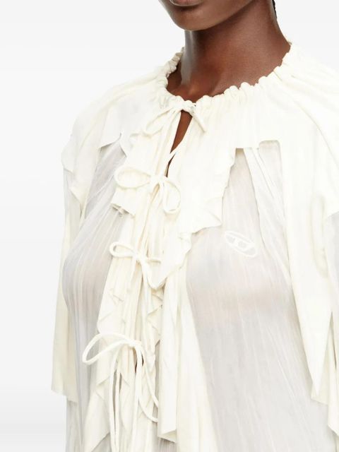 Diesel C-Lassy ruffled lace-up blouse - White