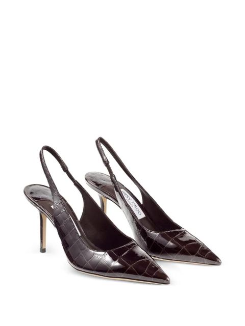 Jimmy Choo Love pointed crocodile-embossed slingbacks pumps - Brown - zdjęcie produktu nr 2