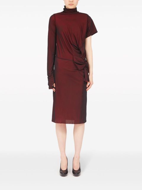 Maison Margiela asymmetric ruched midi dress - Red - zdjęcie produktu nr 2