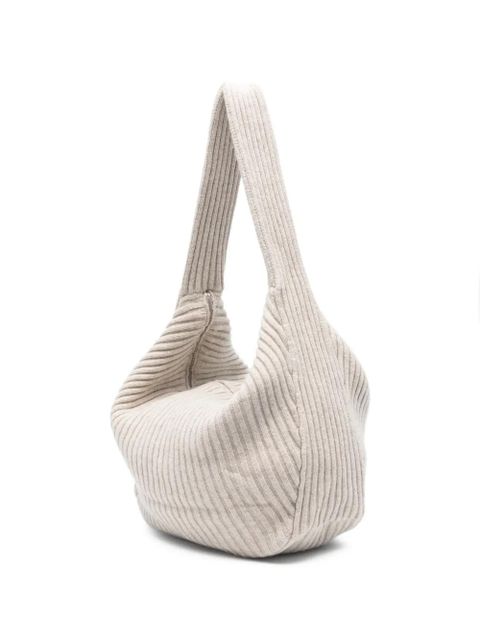 Aya Muse ribbed zip shoulder bag - Neutrals