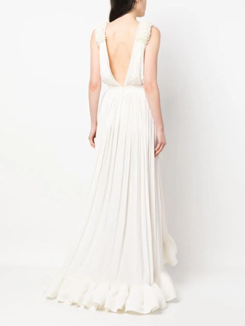 Lanvin sleeveless ruffle-hem dress - White