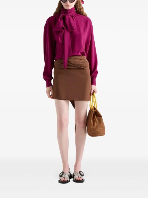 Prada crepe de Chine mini skirt - Brown