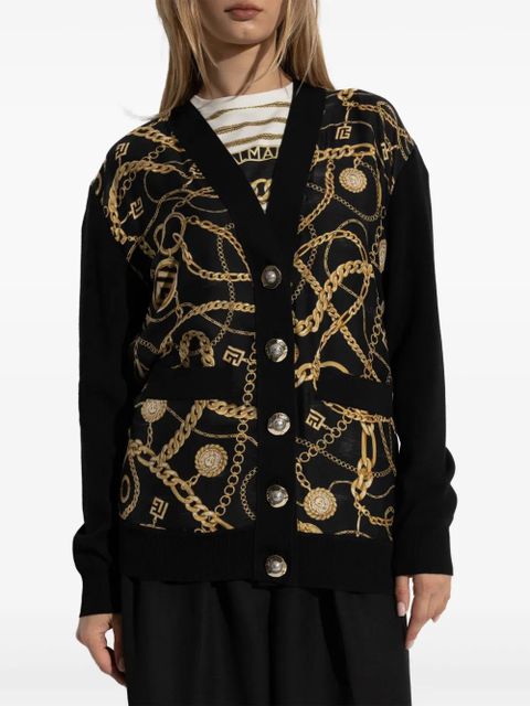 Balmain chain-print cardigan - Black