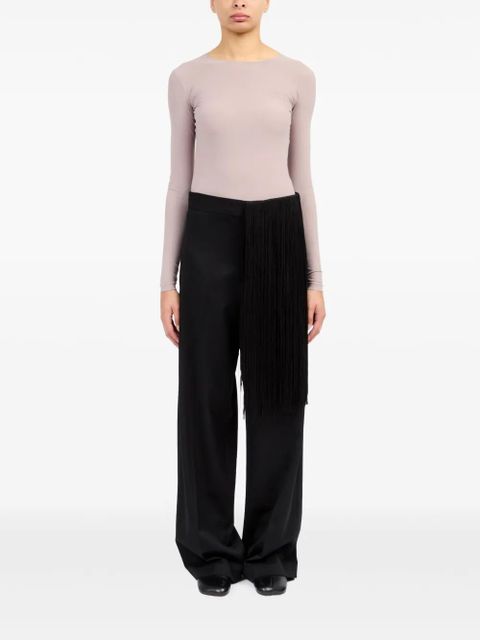 MM6 Maison Margiela fringe-detailing flared trousers - Black - zdjęcie produktu nr 2
