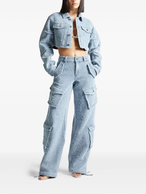 Manière De Voir Anne high-waisted bouclé denim cargo trousers - Blue - zdjęcie produktu nr 2