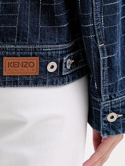 Kenzo kurtka jeansowa kolor niebieski przejściowa FF62DV2566V3