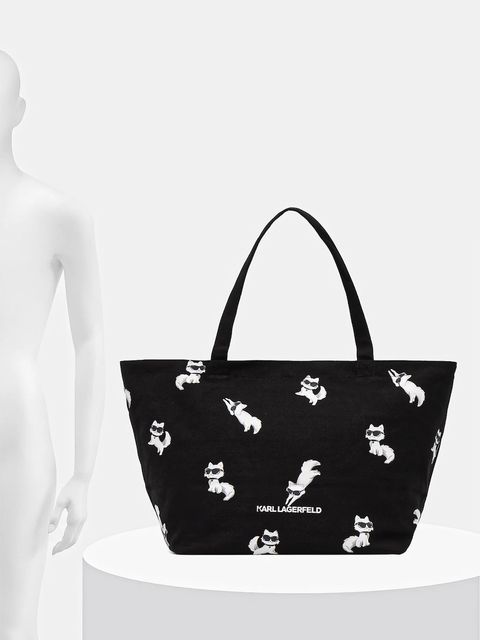 Karl Lagerfeld torebka bawełniana IKON kolor czarny B1W50053