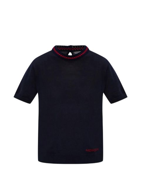 Moncler shorty-sleeve knitted T-shirt - Blue - zdjęcie produktu nr 1
