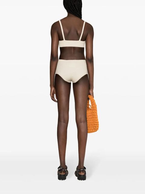 Alanui Finest high-waist ribbed shorts - Neutrals