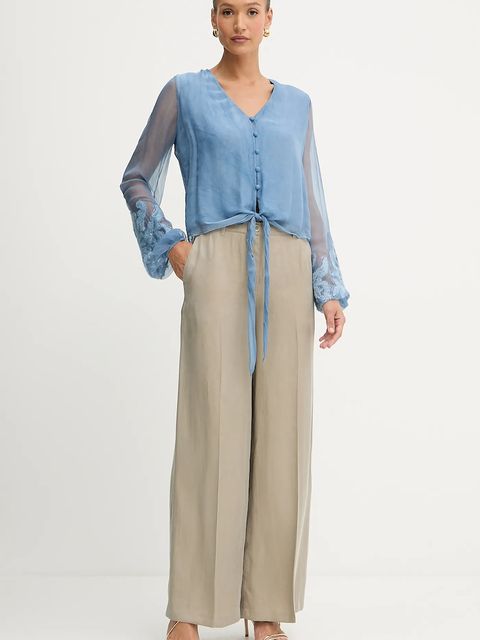 Guess spodnie ERNESTINE damskie kolor beżowy szerokie high waist W5YB02 WH5N2 - zdjęcie produktu nr 2