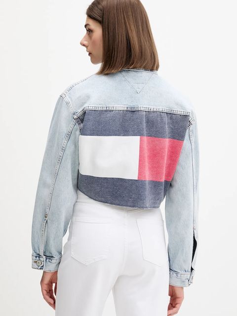 Tommy Jeans kurtka jeansowa kolor niebieski przejściowa oversize DW0DW21063