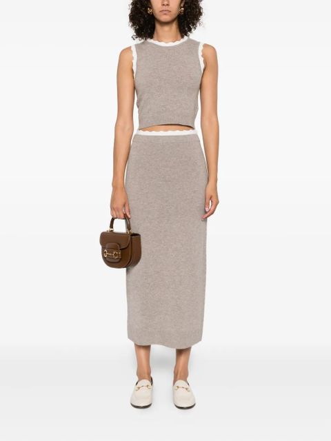 SANDRO scalloped-trim sleeveless top - Neutrals