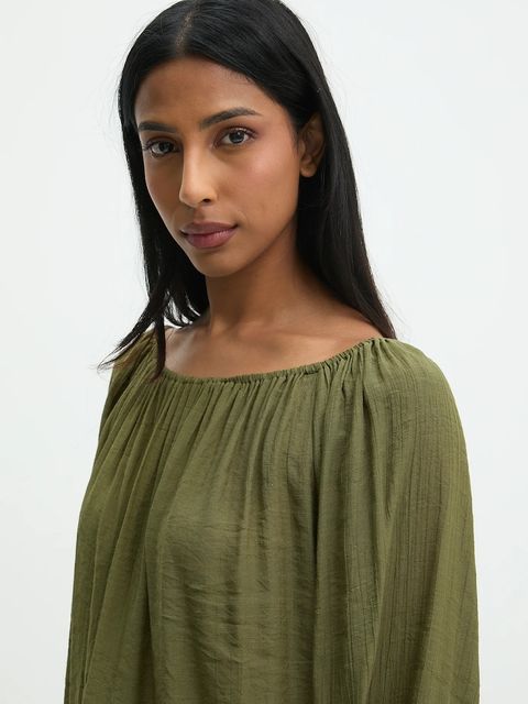 Answear.LAB bluzka damska kolor zielony gładka