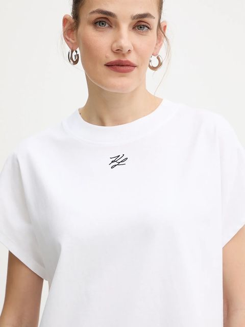 Karl Lagerfeld t-shirt bawełniany damski kolor biały A4W17039